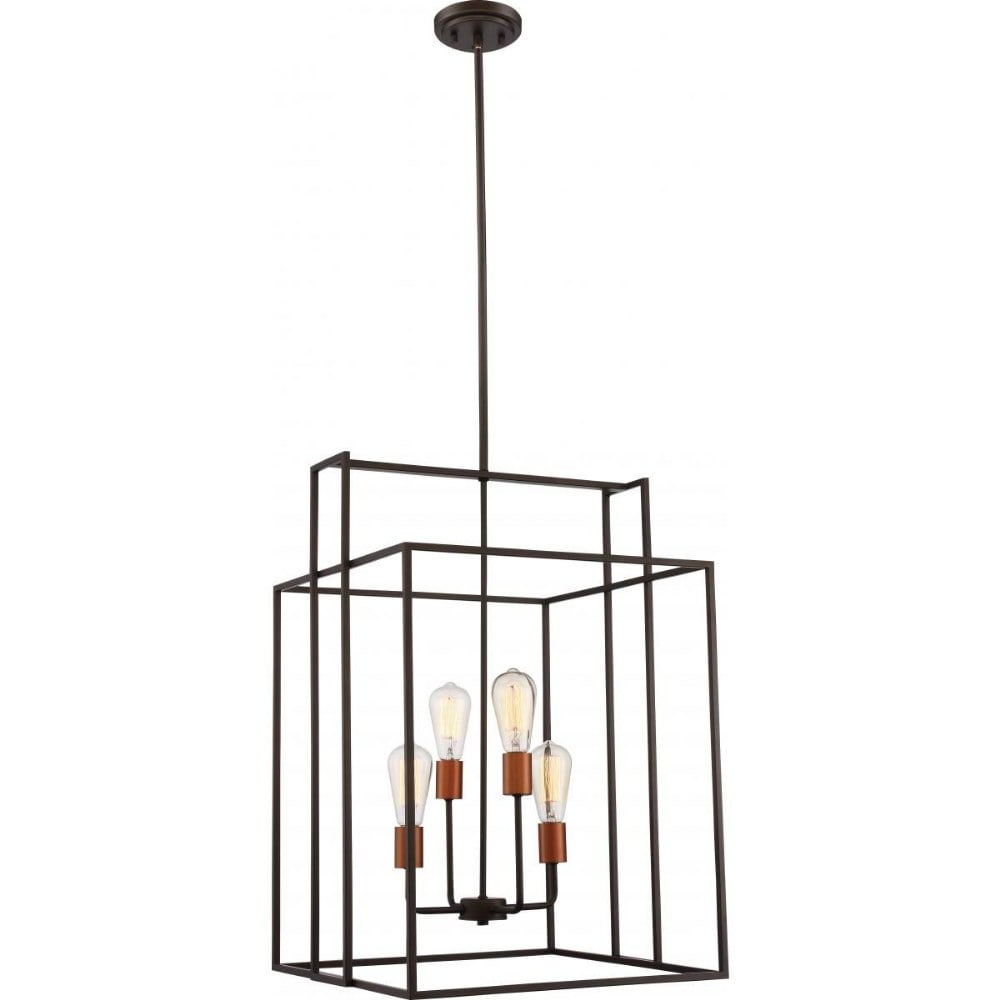 Nuvo Lake 19" Forest Bronze and Copper Square Pendant with ST19 Bulbs