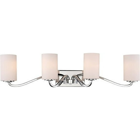 Nuvo 60-5871 - Willow 4 Light Vanity - Polished Nickel with White Glass