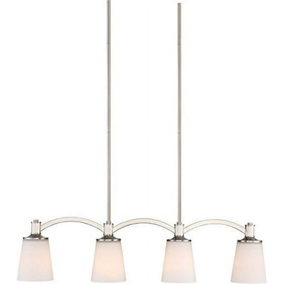 Nuvo 60-5875 - Laguna 4 Light Island Pendant - Brushed Nickel with White Glass