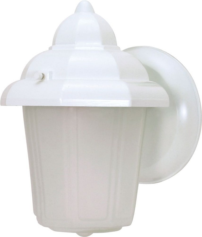 White Metal Outdoor Wall Lantern with Satin Frosted Glass