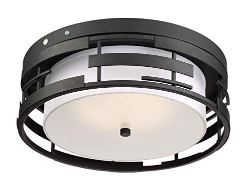 Nuvo Lansing 3-Light Pendant – Black Finish With White Fabric Shade & Opal Glass Diffuser, Modern Lighting