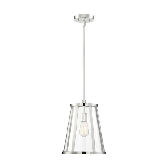 60/6698-Nuvo Lighting-Bruge-1 Light Pendant-10.5 Inches Wide by 13 Inches High-Polished Nickel Finish