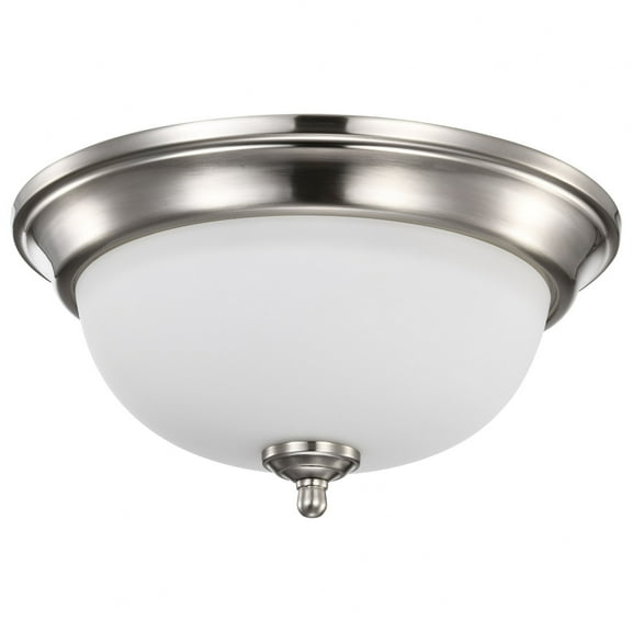 Center Lock - Light Brushed Nickel/Silver Traditional Steel Flush Mount Light
