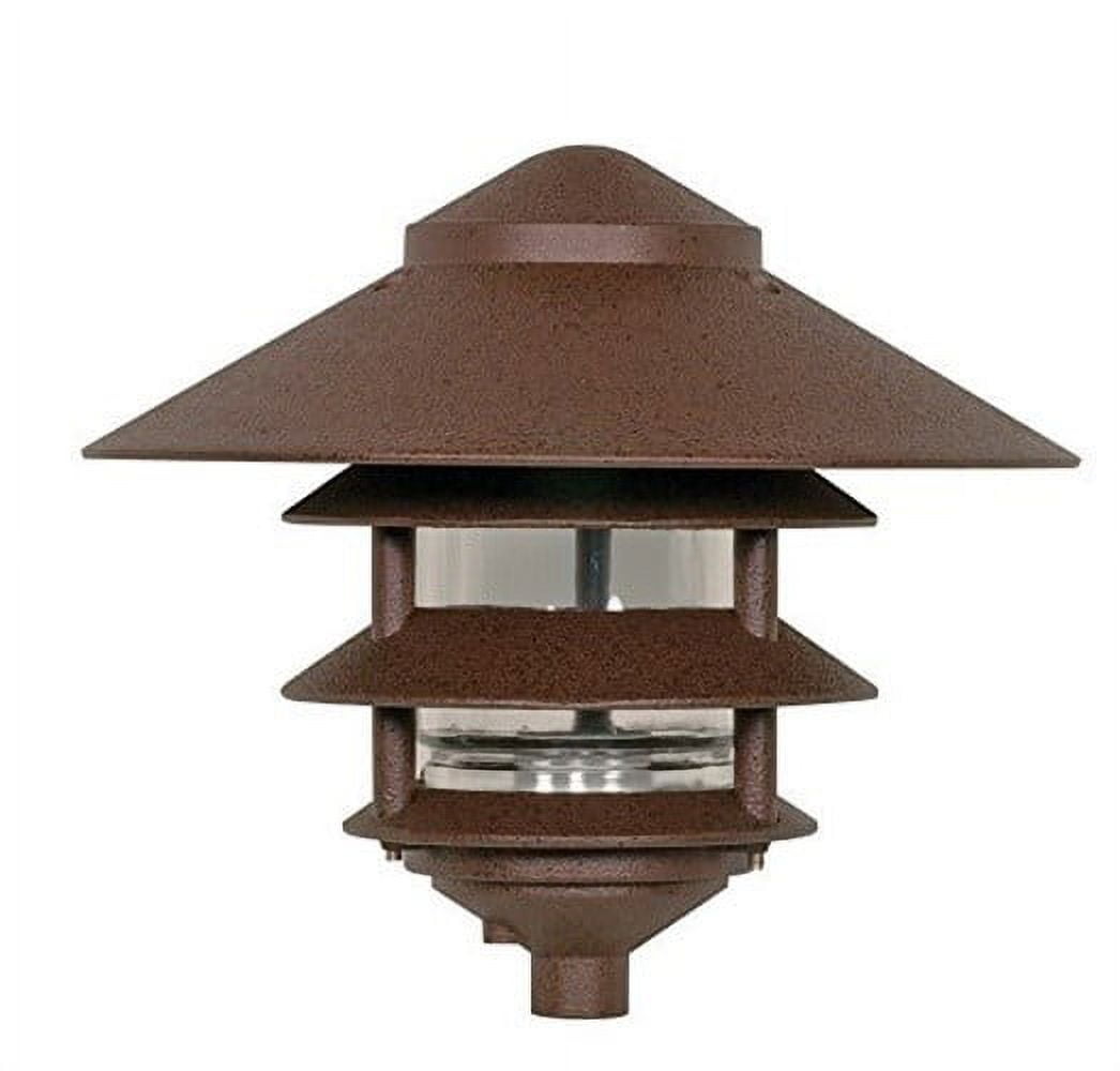 Old Bronze 10" Metal Pagoda Pathway Light with Large Hood