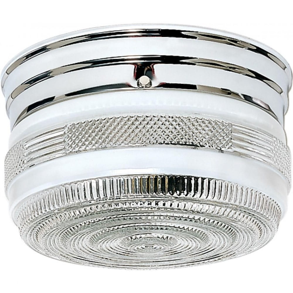 Polished Chrome Drum Glass Flush Mount Ceiling Light