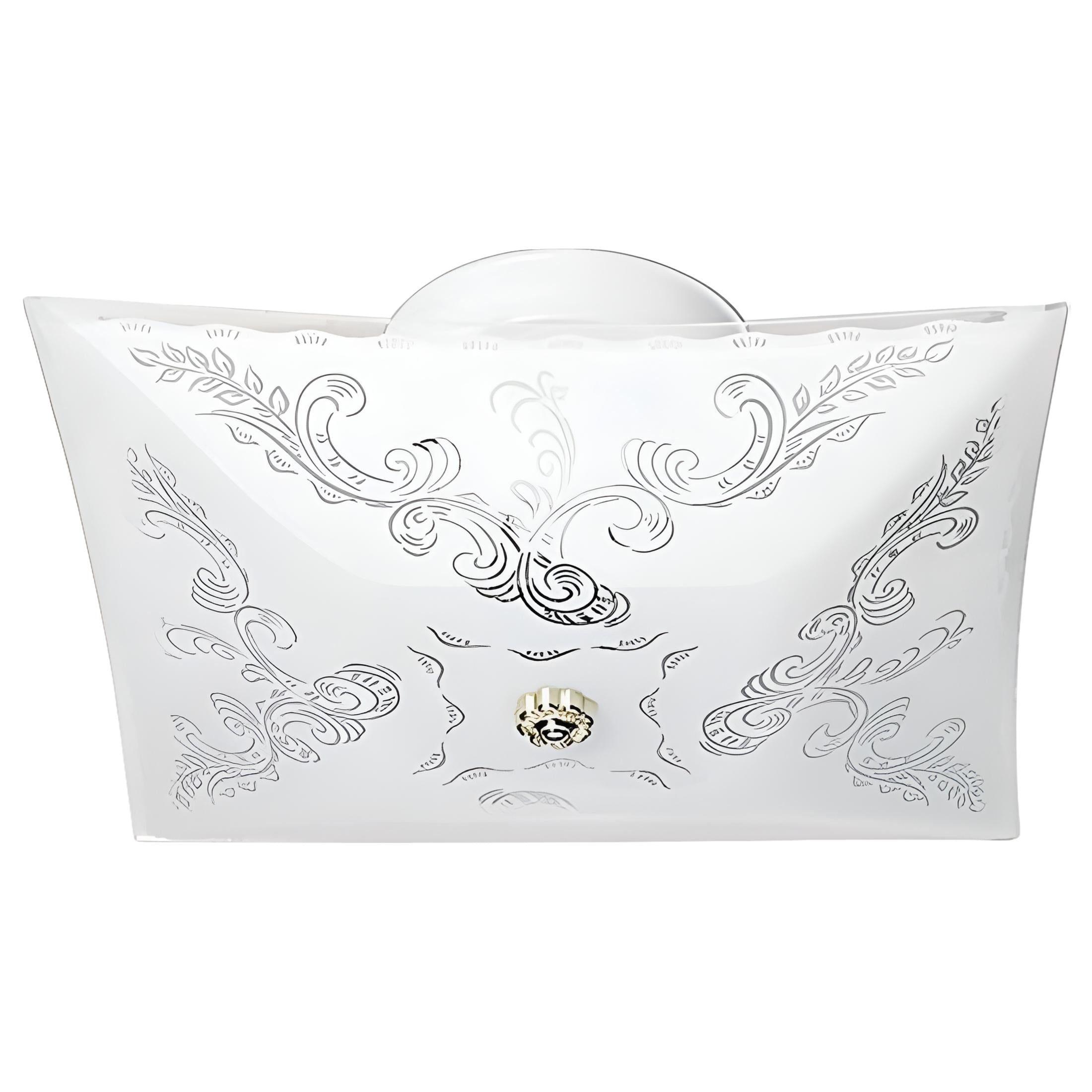 Elegant White Square Glass Flush Mount Ceiling Light