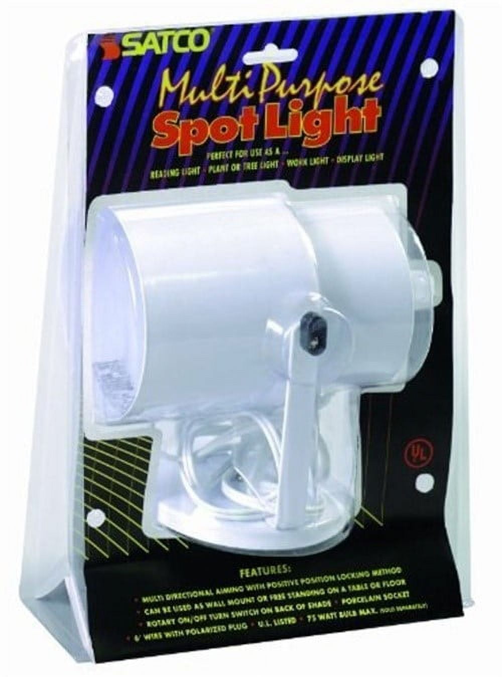 White Adjustable Steel Plug-in Spotlight Lamp