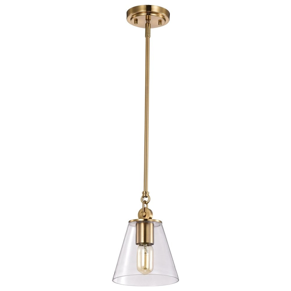 Dover 9.5" Vintage Brass and Glass Pendant Light
