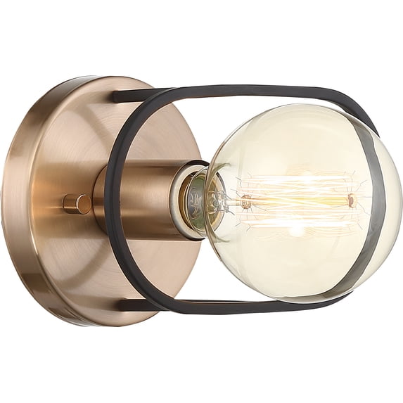 Nuvo 60w G25 Chassis Wall 1-Light 120v Copper Brushed Brass Matte Black finish