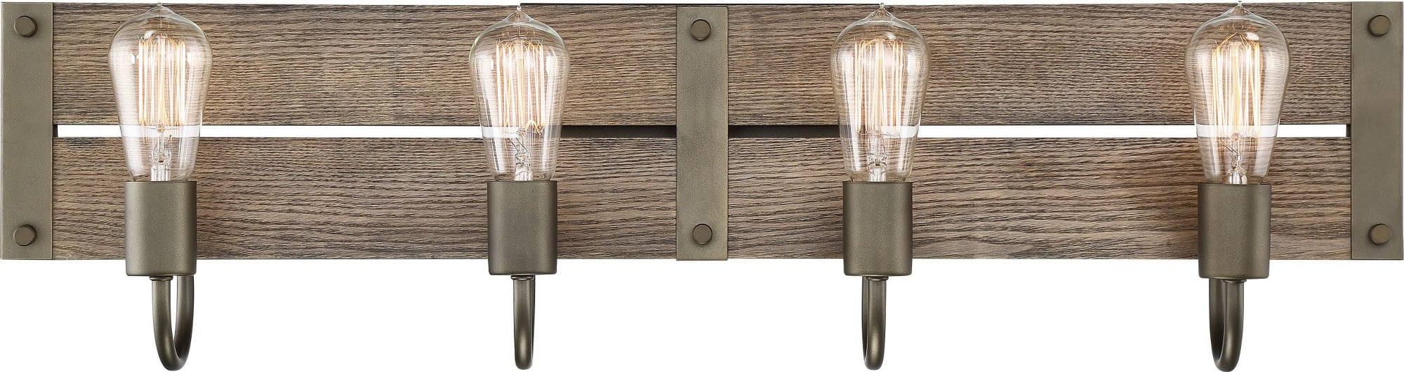 Winchester 4-Light Bronze & Aged-Wood Vanity Wall Sconce