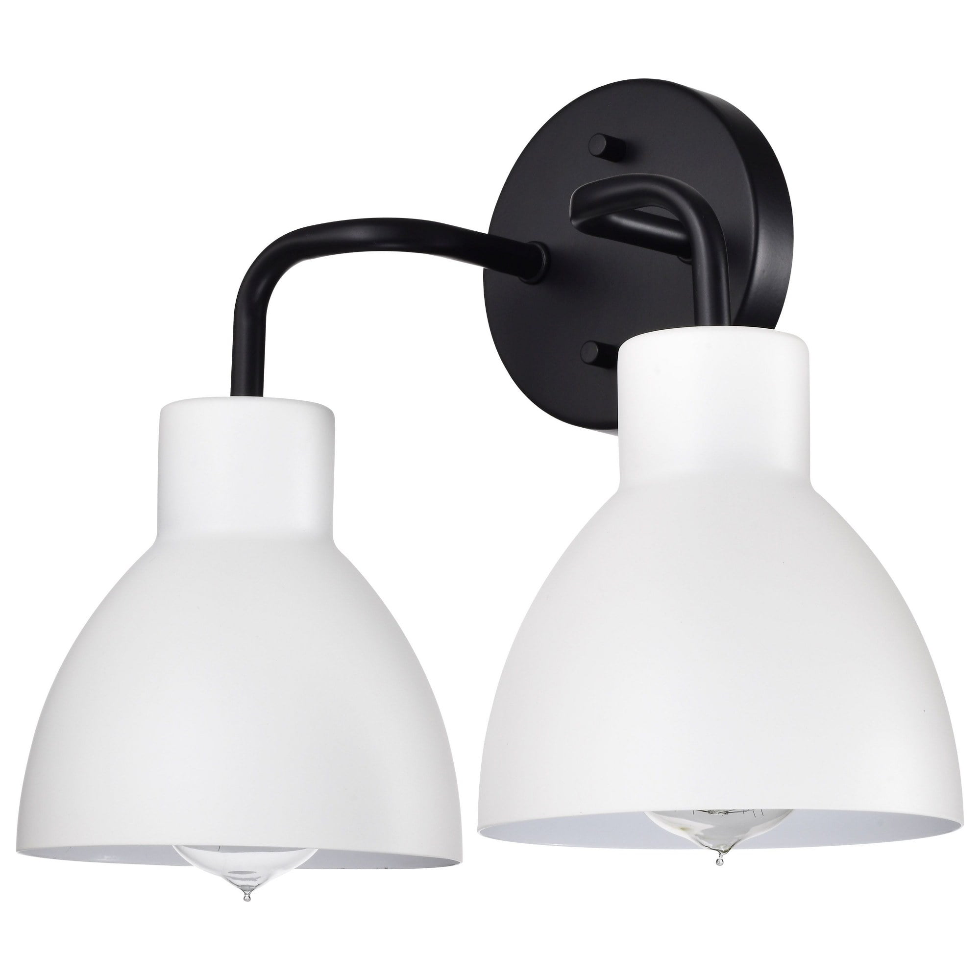 Sloan Matte Black and White Bell Vanity Light, 2-Light Direct Wire