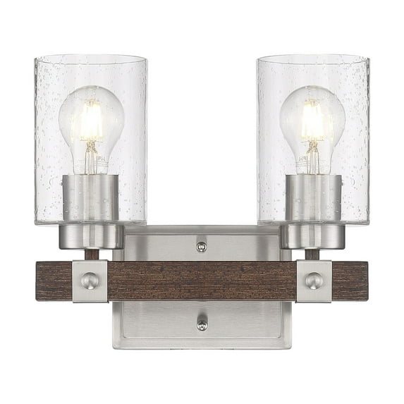 Arabel 2 - Light Brushed Nickel/Nutmeg Wood Wood Wall Sconce