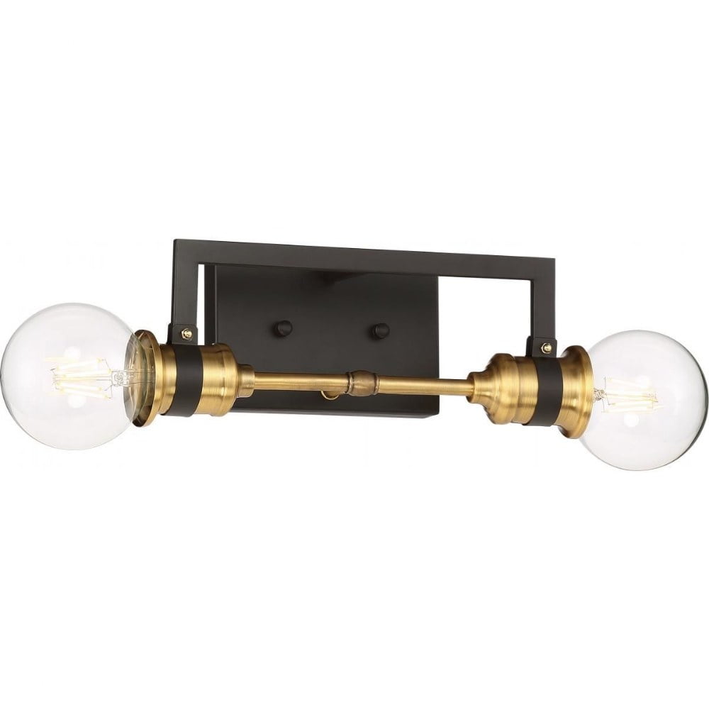 Intention Warm Brass and Black 2-Light Vanity Fixture
