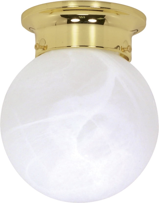 Brass and Glass 7.25" Indoor/Outdoor Globe Flush Mount Light