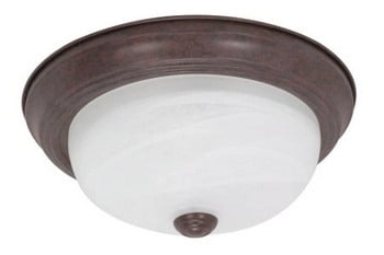 Traditional Bronze Alabaster Glass 11" Flush Dome Light