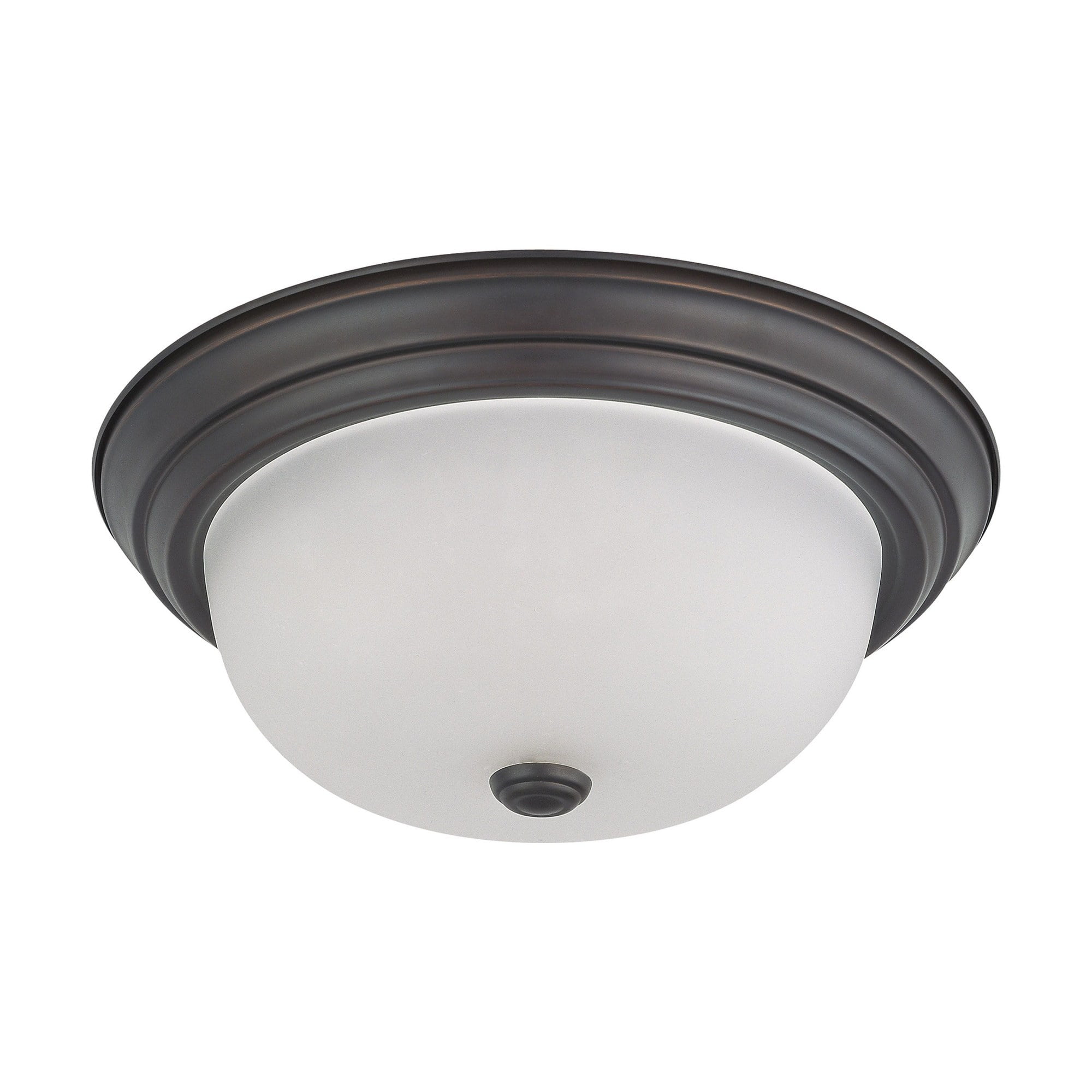 Elegant Mahogany Bronze 13" Glass Bowl Flush Mount with Brushed Nickel Accents