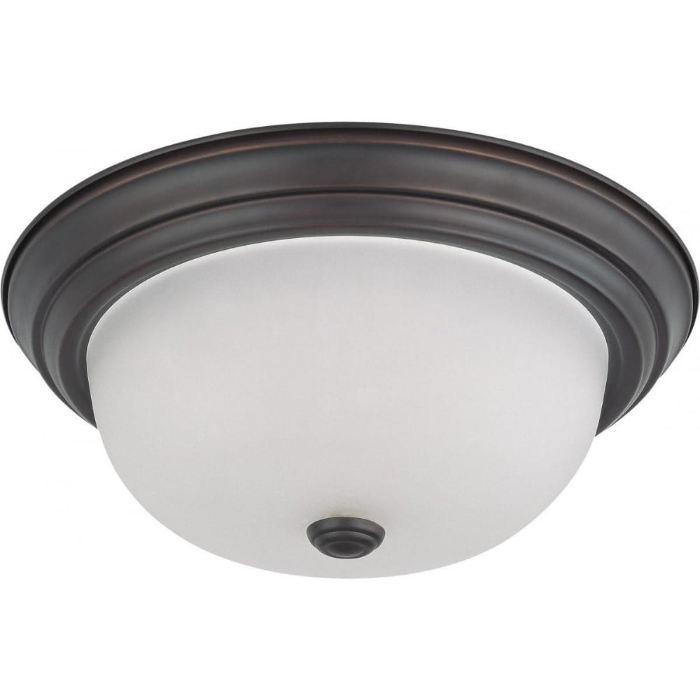 Elegant Mahogany Bronze 13" Glass Bowl Flush Mount with Brushed Nickel Accents