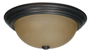 Elegant Mahogany Bronze 15" Flush Mount with Champagne Glass Shade