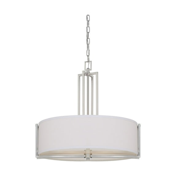 Satco Products B1297928 23.5 x 22.875 in. Nuvo 60-4756 Gemini - 4 Light Pendant Slate Gray Fabric Shade - Brushed Nickel