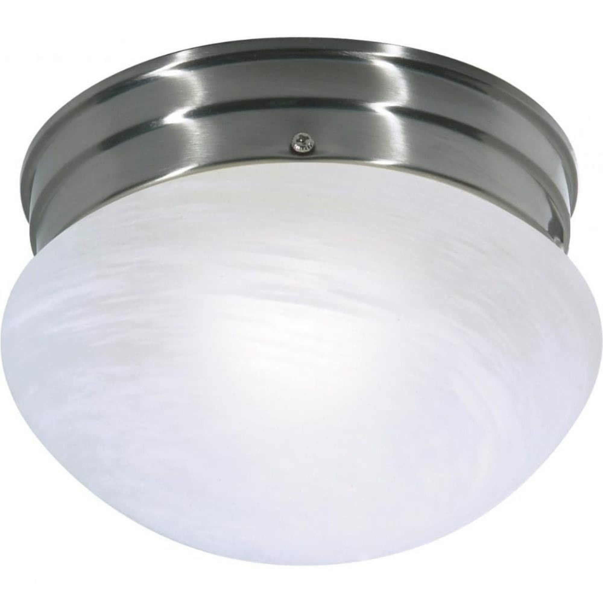 Transitional 5'' Brushed Nickel & Glass Drum Ceiling Light
