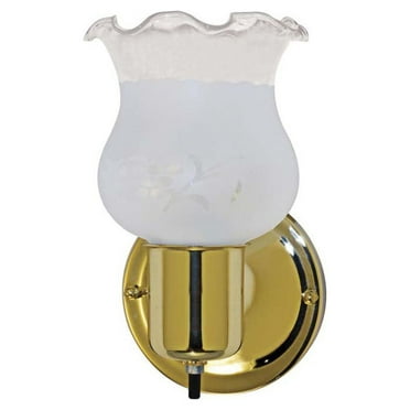 5-in Vanity w/ Frosted Grape Shade & On/Off Switch Polished Brass Finish