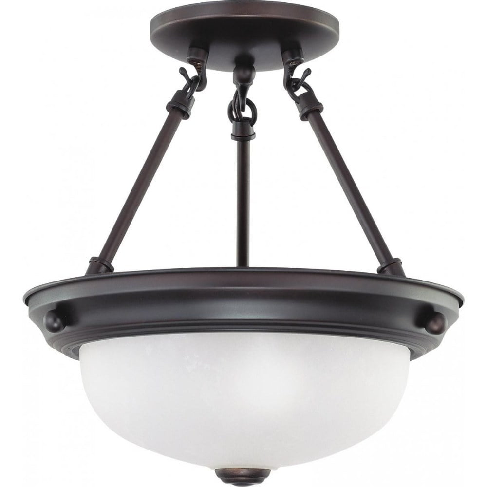Elegant Mahogany Bronze 12" Semi Flush Mount with Frosted Glass