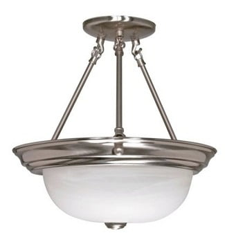 Elegant Alabaster Glass Bowl Semi-Flush Light in Brushed Nickel