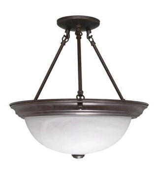 Transitional Alabaster Glass Semi-Flush Bronze Ceiling Light