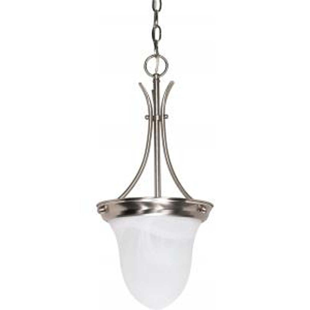 Elegant Alabaster Glass and Brushed Nickel 20.5" Pendant Light