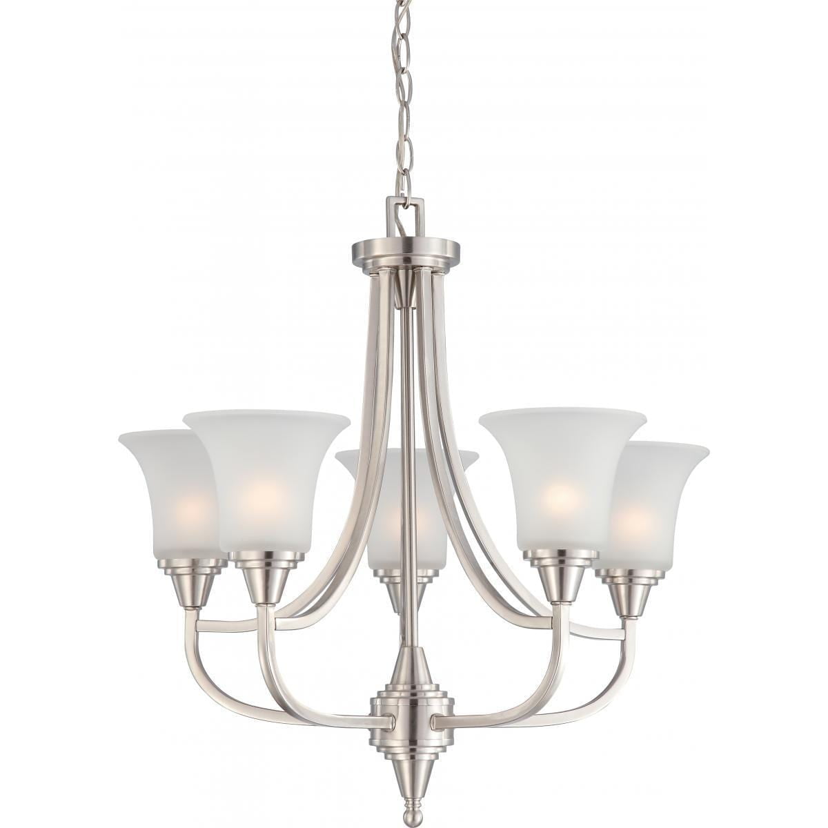 Surrey 24'' Frosted Glass Nickel 5-Light Chandelier