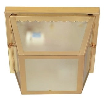 Polished Brass and Glass 2-Light Outdoor Flush Mount