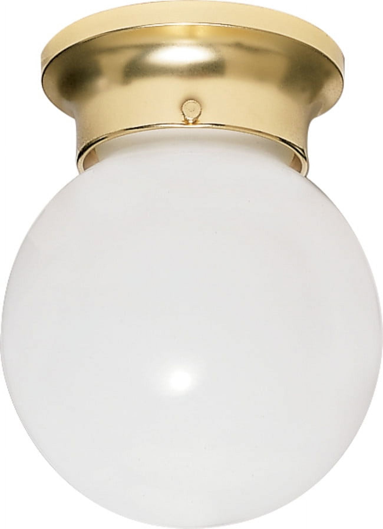 Polished Brass Globe Flush Mount Ceiling Light with Glass Shade