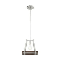60/6882-Nuvo Lighting-Outrigger-1 Light Mini Pendant-8.5 Inches Wide by 10 Inches High-Brushed Nickel/Nutmeg Wood Finish
