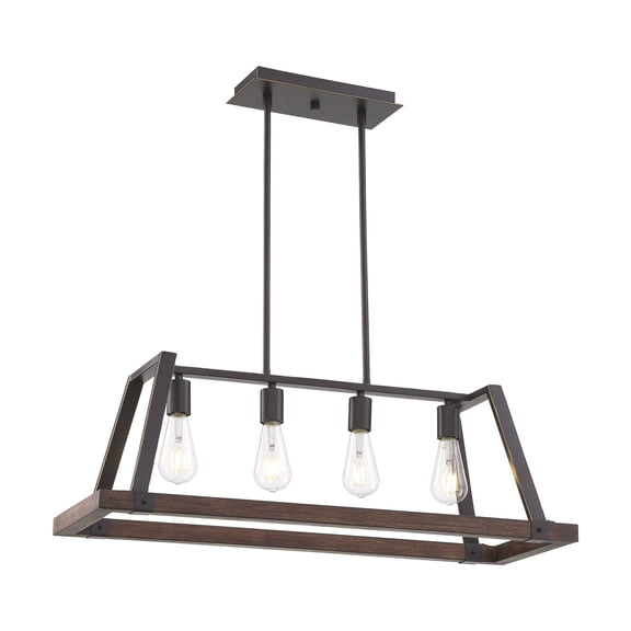 60/6894 Nuvo Lighting Outrigger-4 Light Kitchen Pendant-11 Inches Wide by 10.75 Inches High-Mahogany Bronze/Nutmeg Wood Finish
