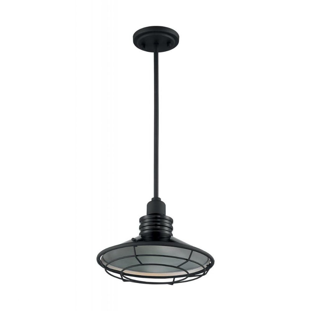 Gloss Black and Silver 12" Coastal Pendant Light