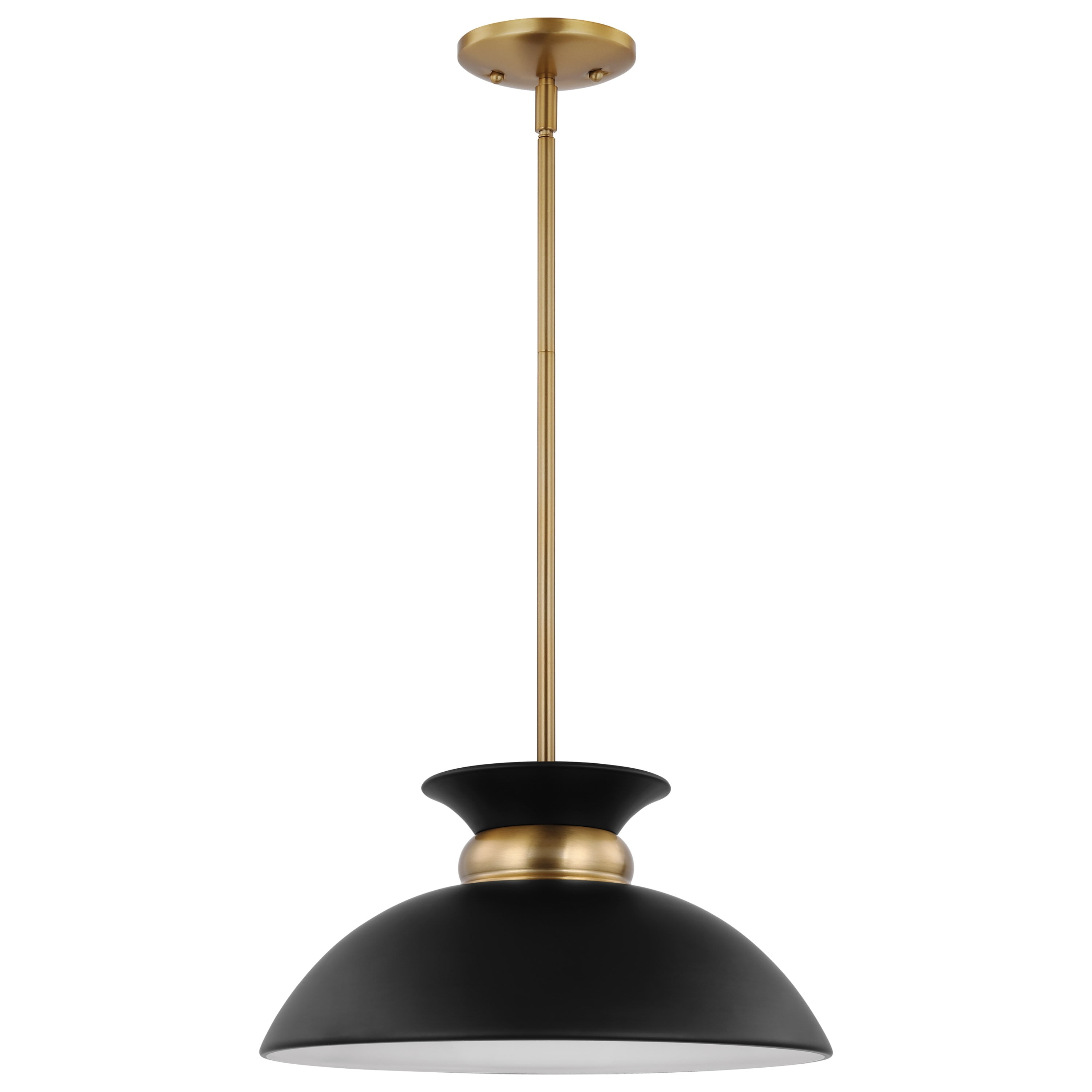 Matte Black and Burnished Brass 15" Pendant Light