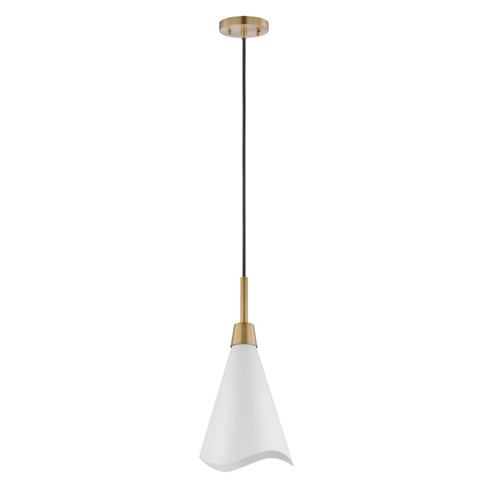 Tango 16" Matte White and Burnished Brass Modern Pendant Light