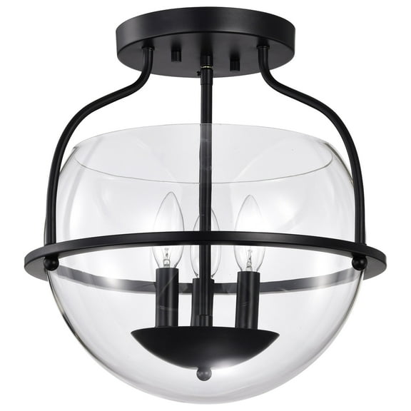 Nuvo Lighting Amado 3 Light Semi Flush Mount - Matte Black Finish - Clear Glass