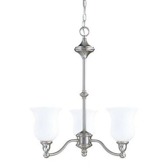 Nuvo Lighting 61801 - 3 Light (Medium Screw Base) 22" Glenwood Brushed Nickel Finish with White Satin Glass Chandelier Light Fixture (60-1801)