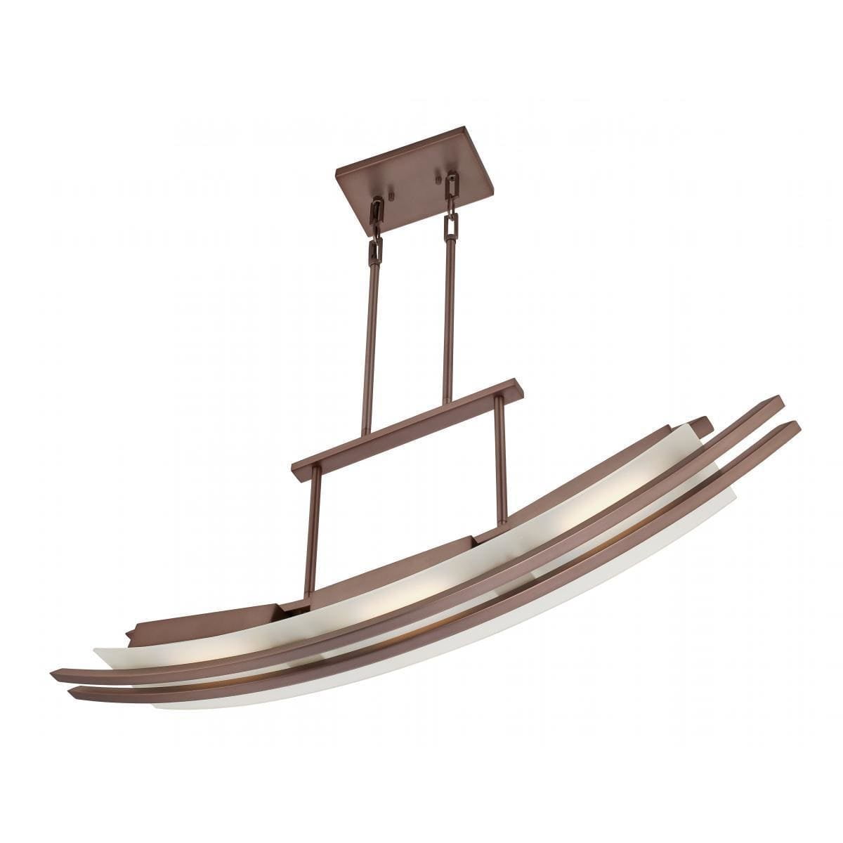 Trax Contemporary LED Island Pendant in Hazel Bronze with Frosted Glass