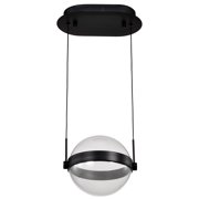 Nuvo Lighting Arvada 8 Inch LED Pendant Matte Black Silk Screened Acrylic Lens - Matte Black