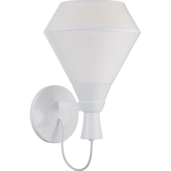 1-Light Metal Shade Wall Sconce in Glacier White Finish