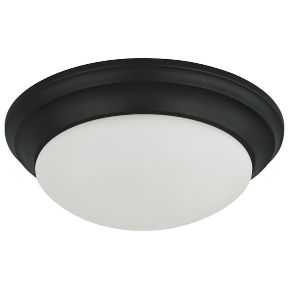 Nuvo Lighting 25W Flush Mount Twist & Lock Fixture LED 14 in Matte Black Finish Frosted Glass