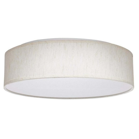 Nuvo Lighting 15 inch CCT Selectable Fabric Drum LED Decor Flush Mount Fixture Beige Fabric Shade Acrylic Diffuser - Beige Fabric