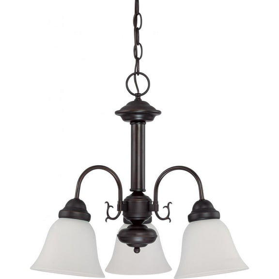 Nuvo Lighting 63332 - 3 Light (Twist and Lock Base) 20" Ballerina Mahogany Bronze Finish with Frosted White Glass Chandelier Light Fixture (60-3332)