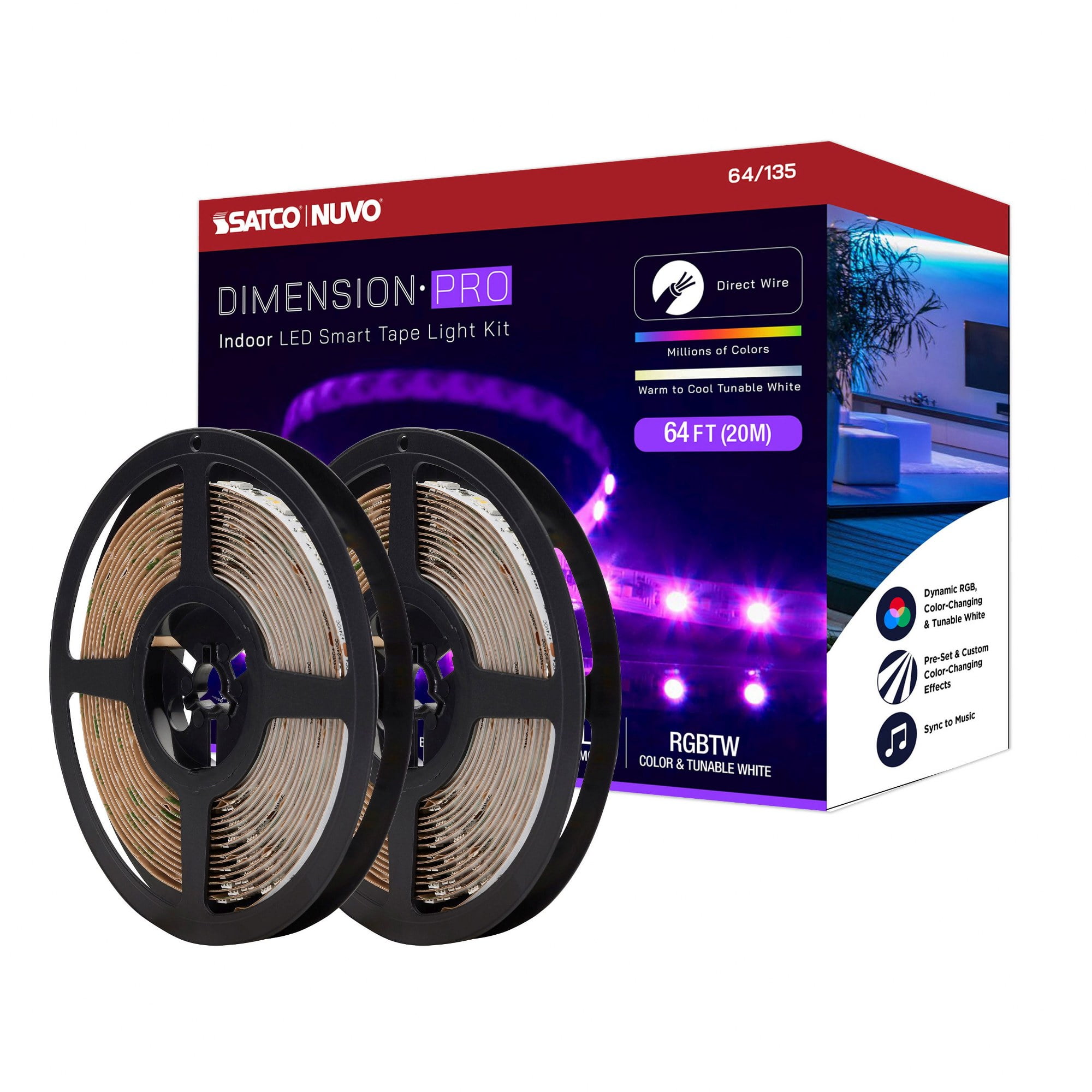 Nuvo Lighting - Dimension Pro - 68W LED Tape Light with J-Box Connection In