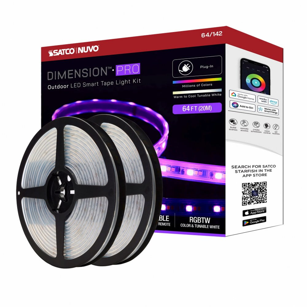 64-ft White LED Color-Changing Outdoor Tape Light with Smart Control