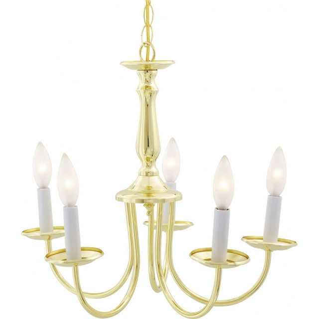Nuvo Lighting 76-280 18 in. 60W 5-Light Traditional Candelabra Chandelier in Polished Brass