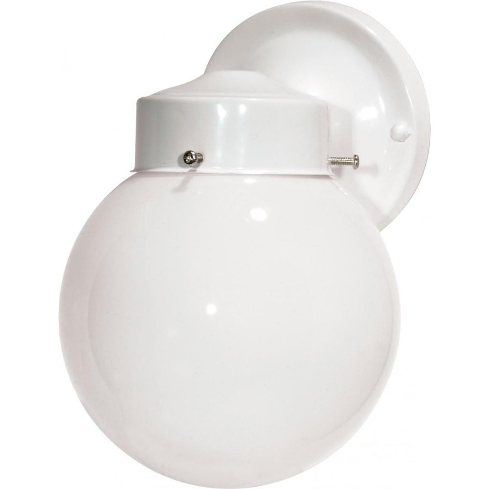 Gloss White Globe Shade Outdoor Wall Light