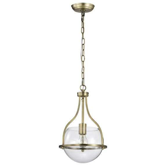 Nuvo Lighting Amado 1 Light Pendant - 10 Inches - Vintage Brass Finish - Clear Glass - Vintage Brass